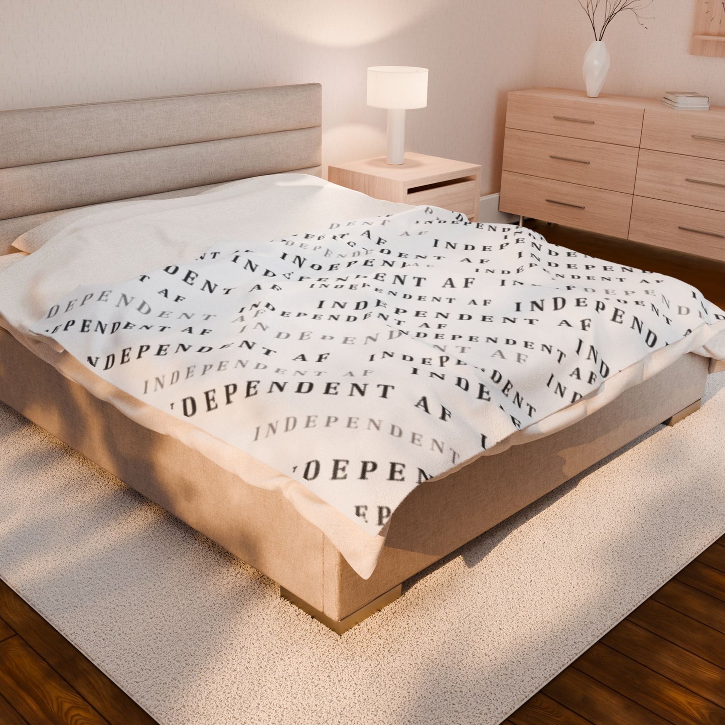 Cozy Independent AF Velveteen Plush Blanket Grey