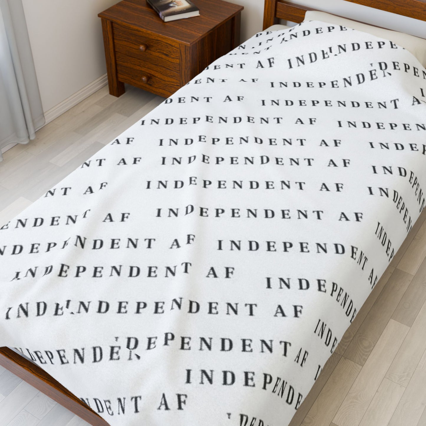 Cozy Independent AF Velveteen Plush Blanket BLK