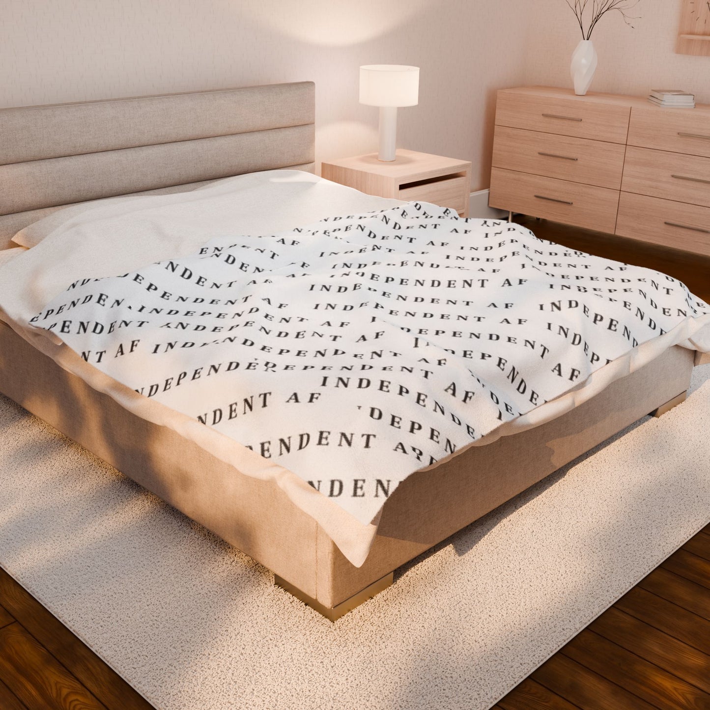 Cozy Independent AF Velveteen Plush Blanket BLK