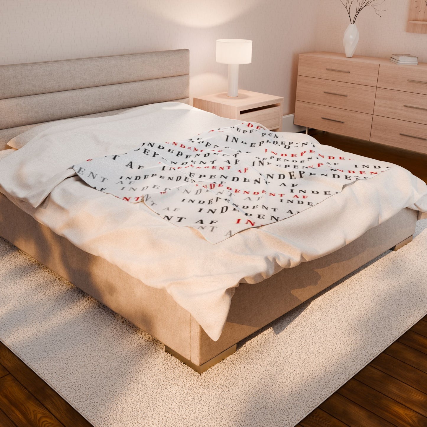 Cozy Velveteen Plush Blanket - Independent AF Design for Home Comfort -red