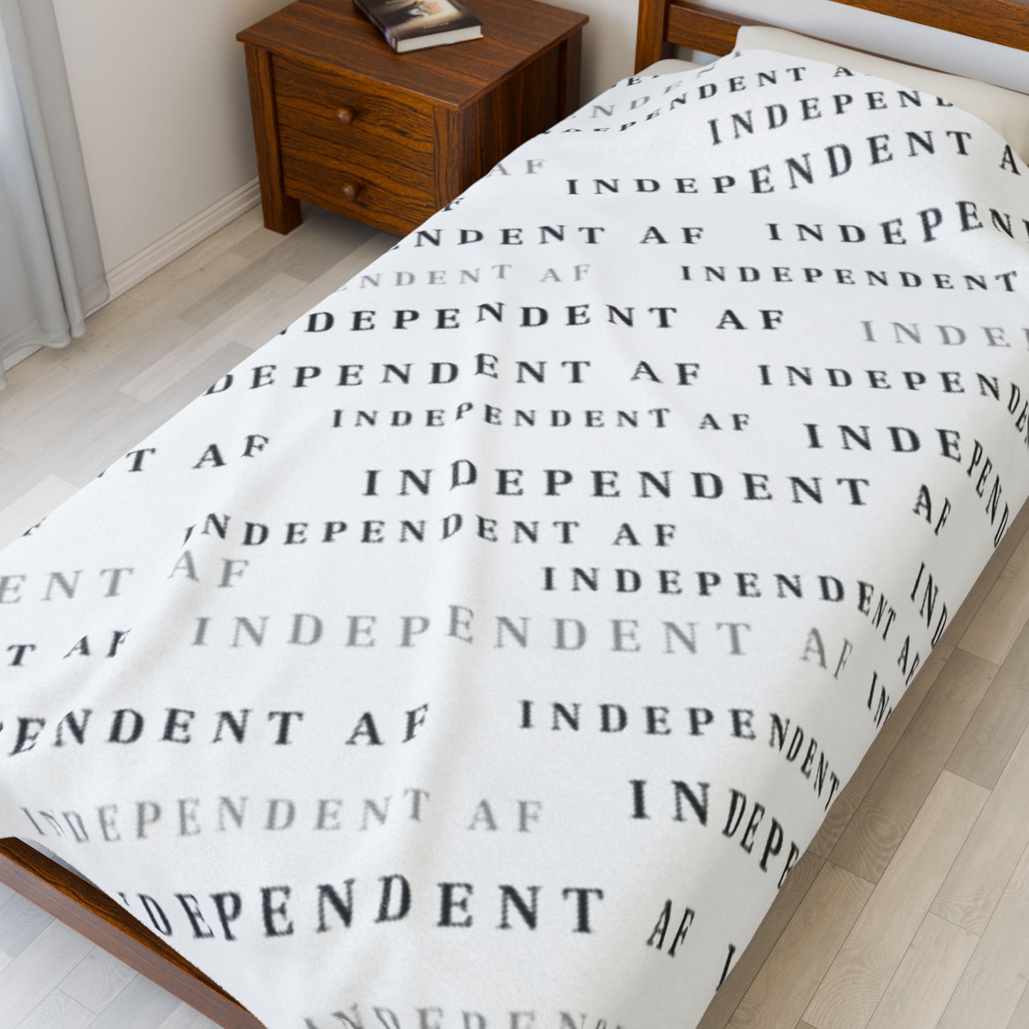 Cozy Independent AF Velveteen Plush Blanket Grey