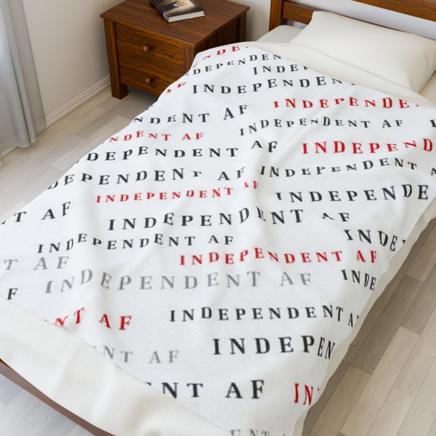 Cozy Velveteen Plush Blanket - Independent AF Design for Home Comfort -red