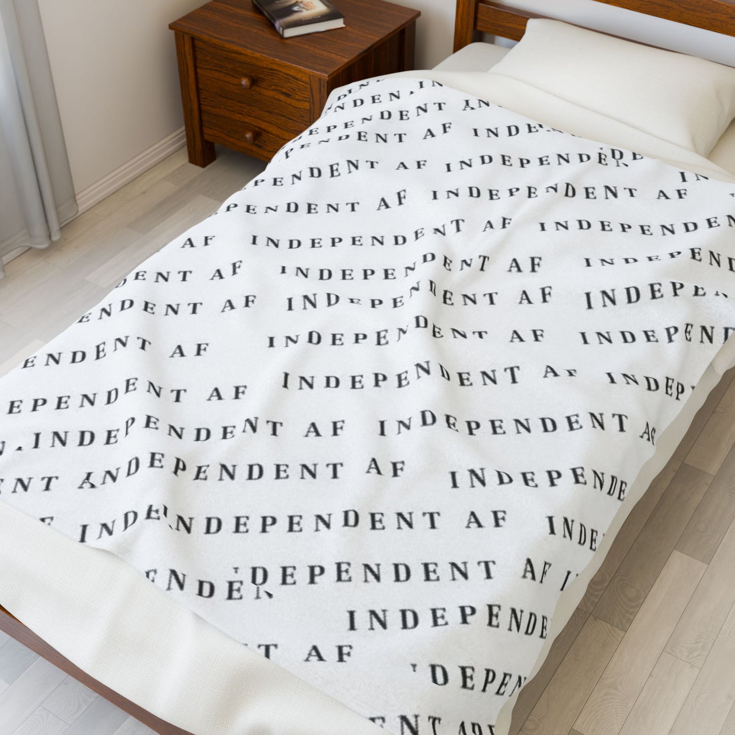 Cozy Independent AF Velveteen Plush Blanket BLK