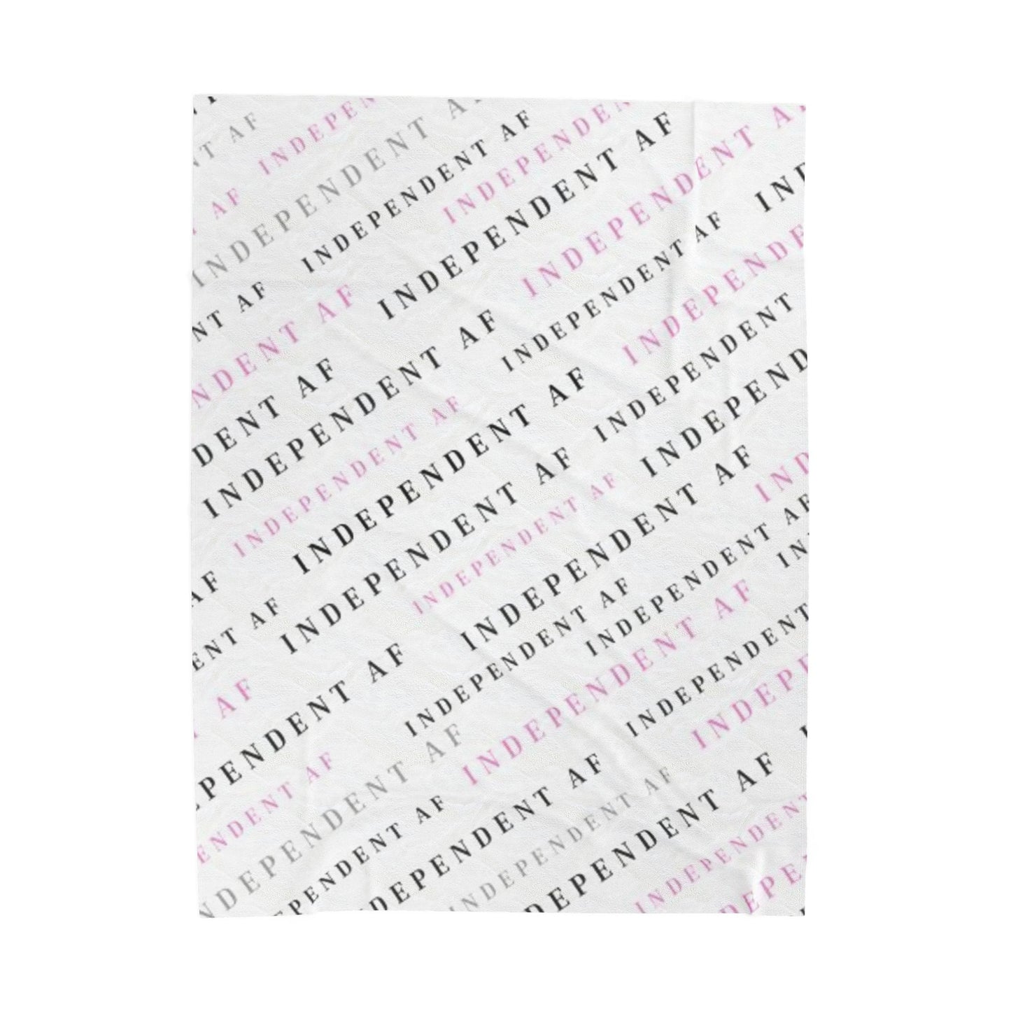 Cozy Velveteen Plush Blanket - Independent AF Design for Self-Love & Empowerment - pink
