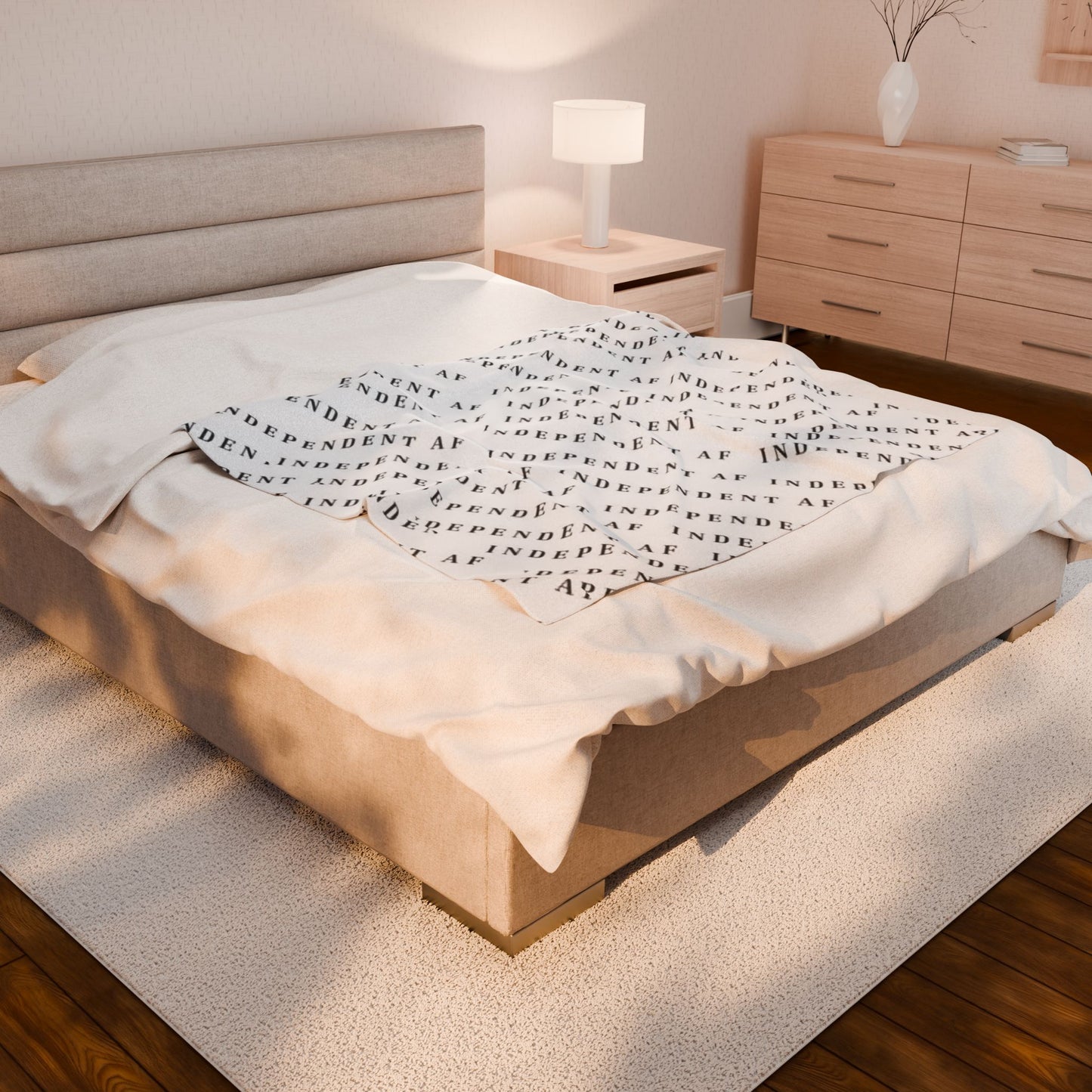 Cozy Independent AF Velveteen Plush Blanket BLK